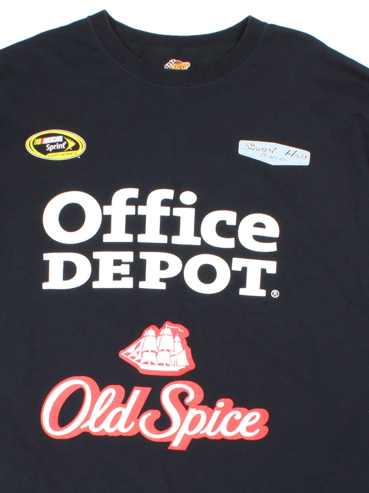 Nascar Tony Stewart Racing T-Shirt in a black colourway with large graphic and sponsors on the front and driver name STEWART #14 on the back.