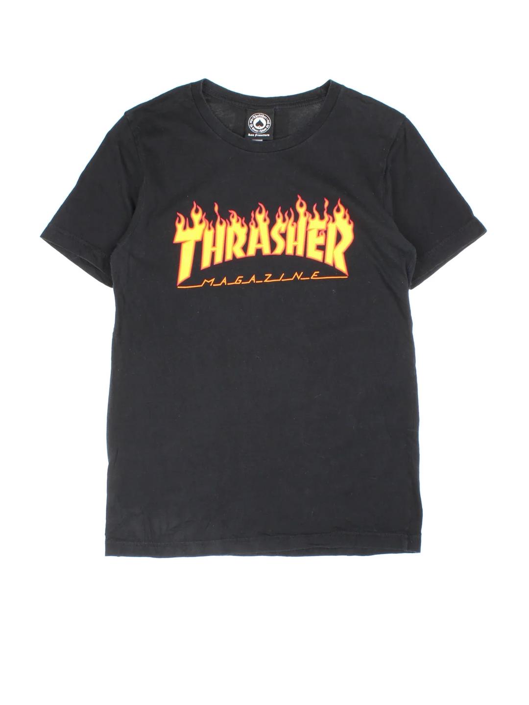 Vintage Thrasher T-Shirt in a black colourway with the logo printed across the front.