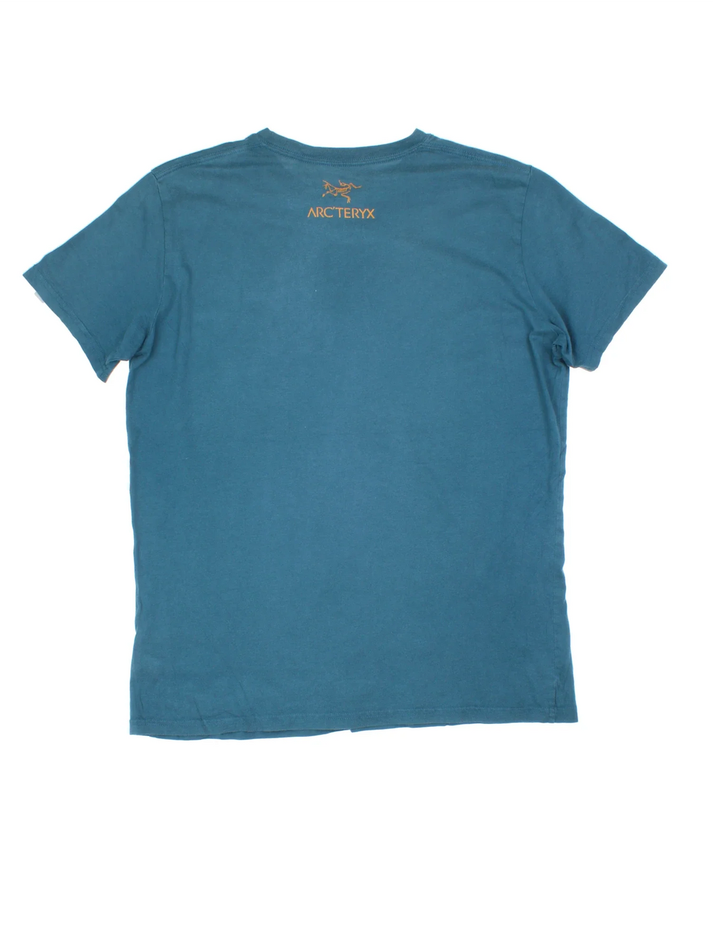 Arcteryx Belays Project T-Shirt in a blue colourway, with branding printed on the front and back.