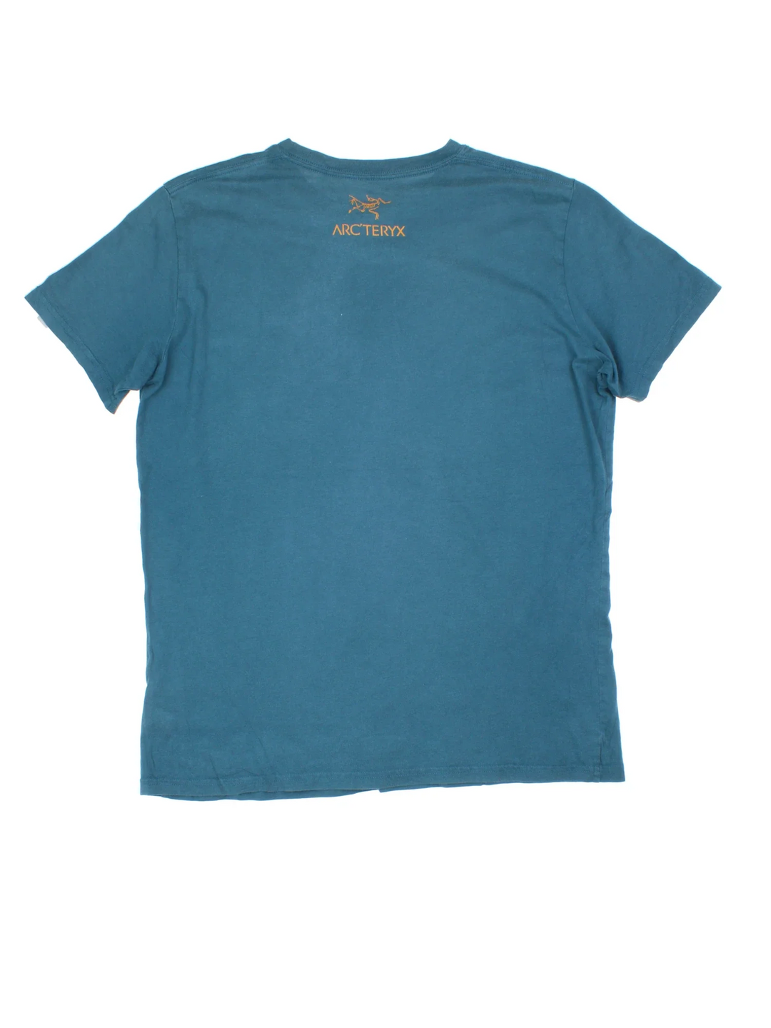 Arcteryx Belays Project T-Shirt in a blue colourway, with branding printed on the front and back.