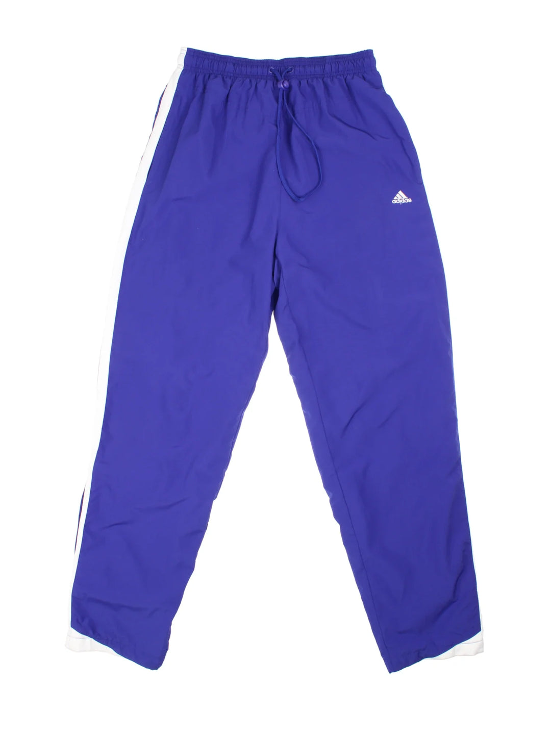 Adidas Tracksuit Bottoms in purple colourway. Side pockets, elasticated waist and the logo embroidered on the front/back.