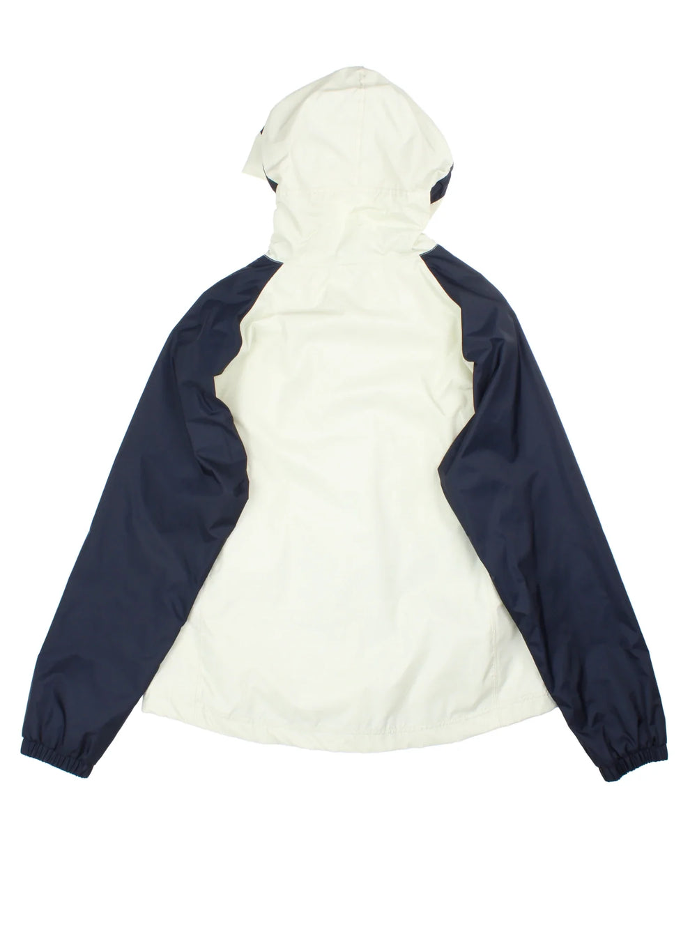 Vintage Adidas Windbreaker in a white/blue colourway. Zips up with hood, side pockets and branding embroidered on front.