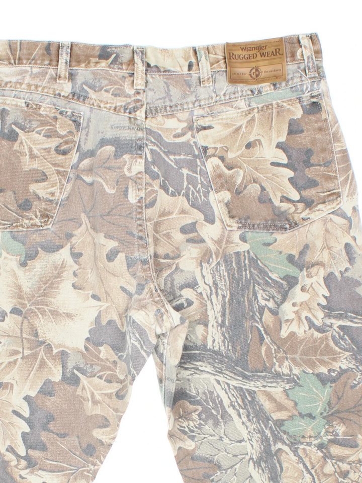 Wrangler Real Tree Camo Trousers in a brown colourway with multiple pockets and the logo embroidered on the back.