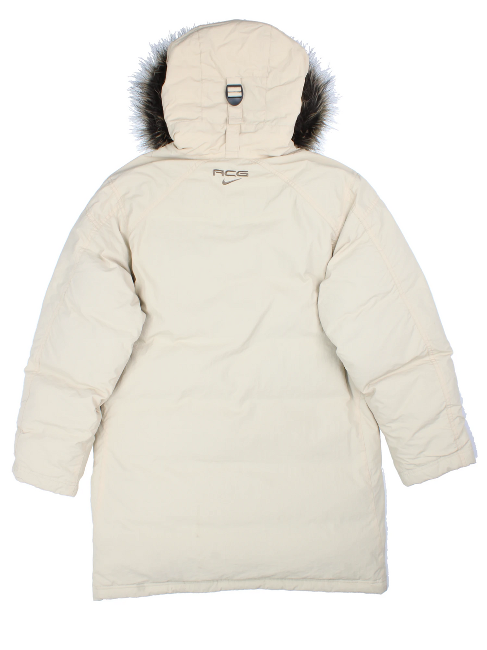 Nike ACG zip through coat with high neck, pockets and faux fur on collar