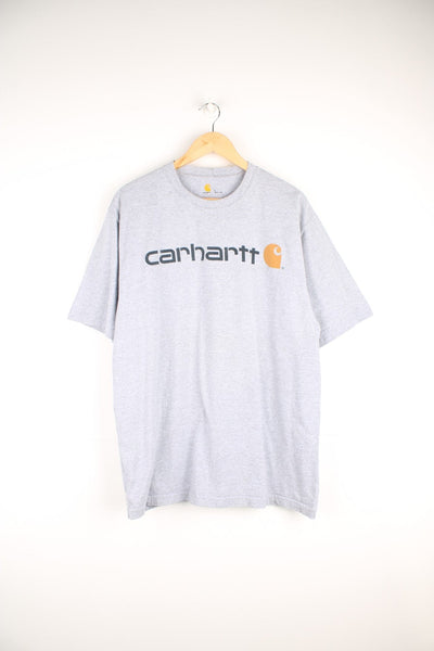 Carhartt T-Shirt in a grey colourway with the logo spell out printed across the front. 