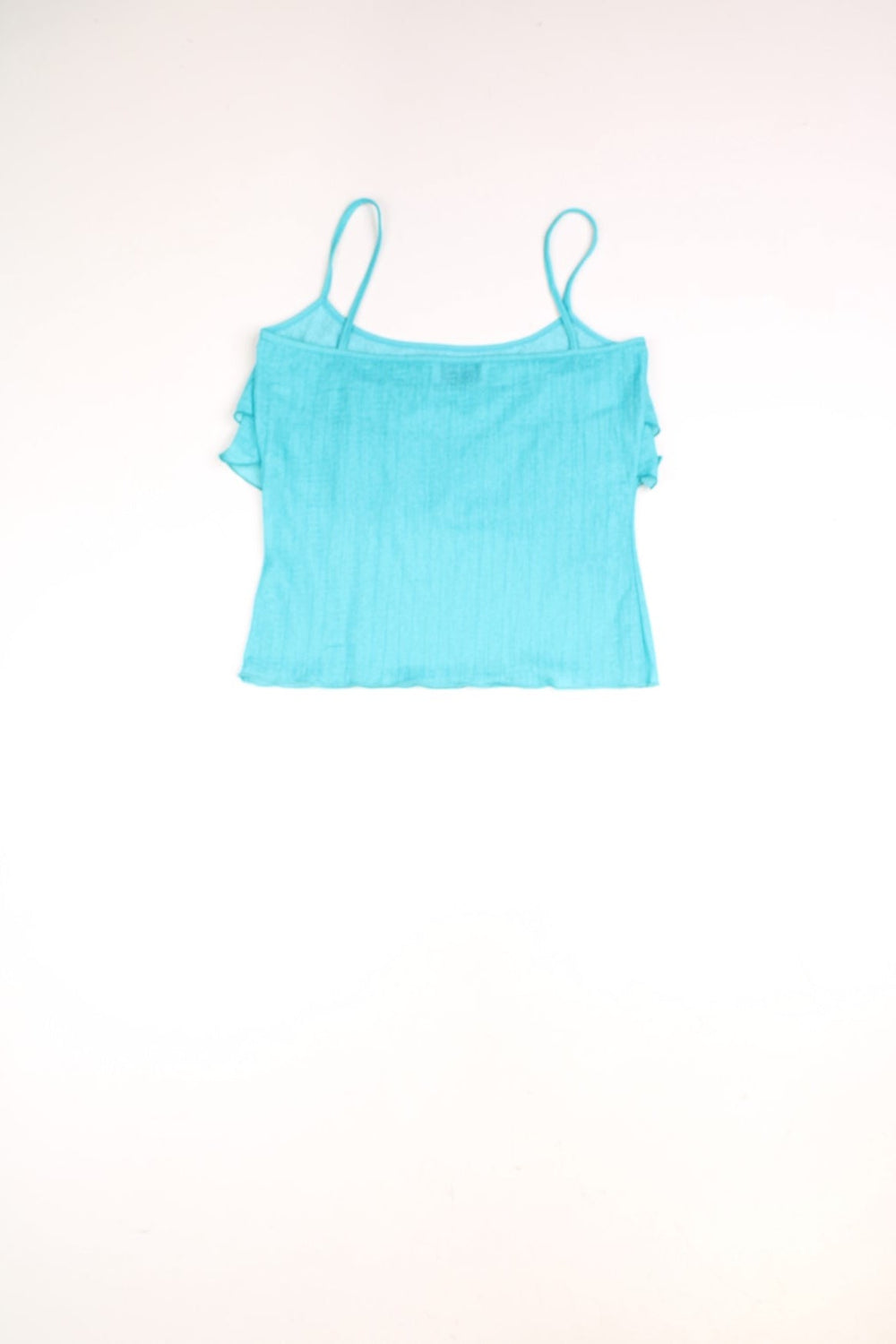 Morgan de Toi turquoise ruffled cami top.