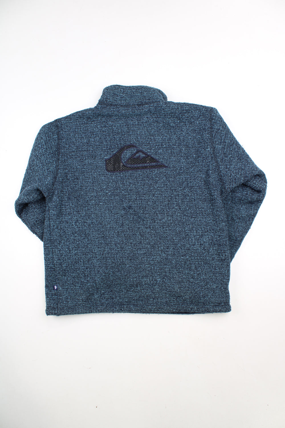 Blue Quiksilver 1/4 zip knit jumper with embroidered logo on the chest and back. good condition - some light bobbling in places Size in Label: Mens M - Measures oversized, more like a L/ XL