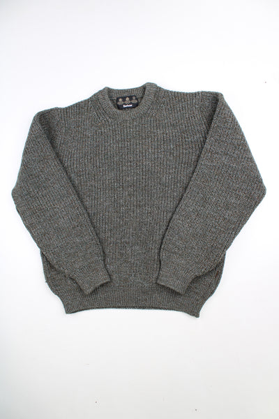 Green Barbour chunky knit crew neck jumper.