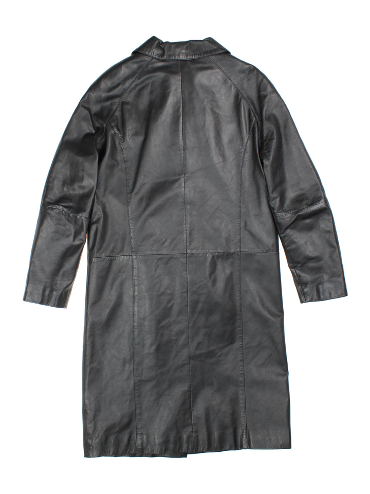 90's House Of Fraser Leather Longline Trench (Size S)