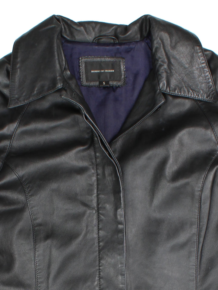 90's House Of Fraser Leather Longline Trench (Size S)