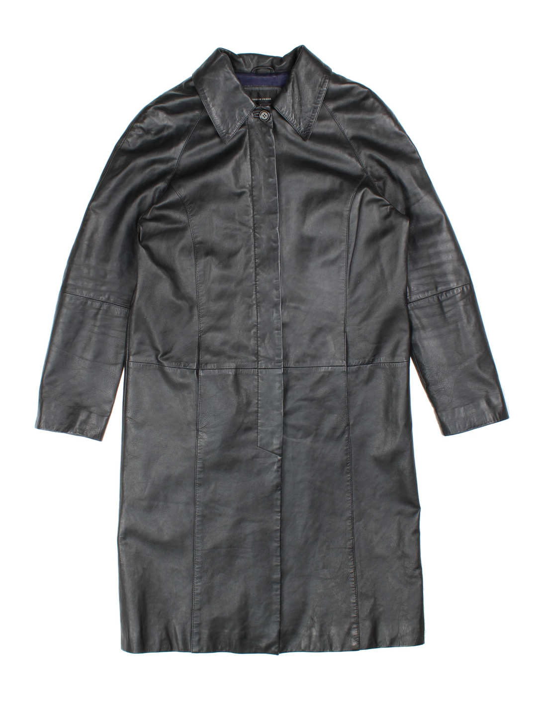 90's House Of Fraser Leather Longline Trench (Size S)