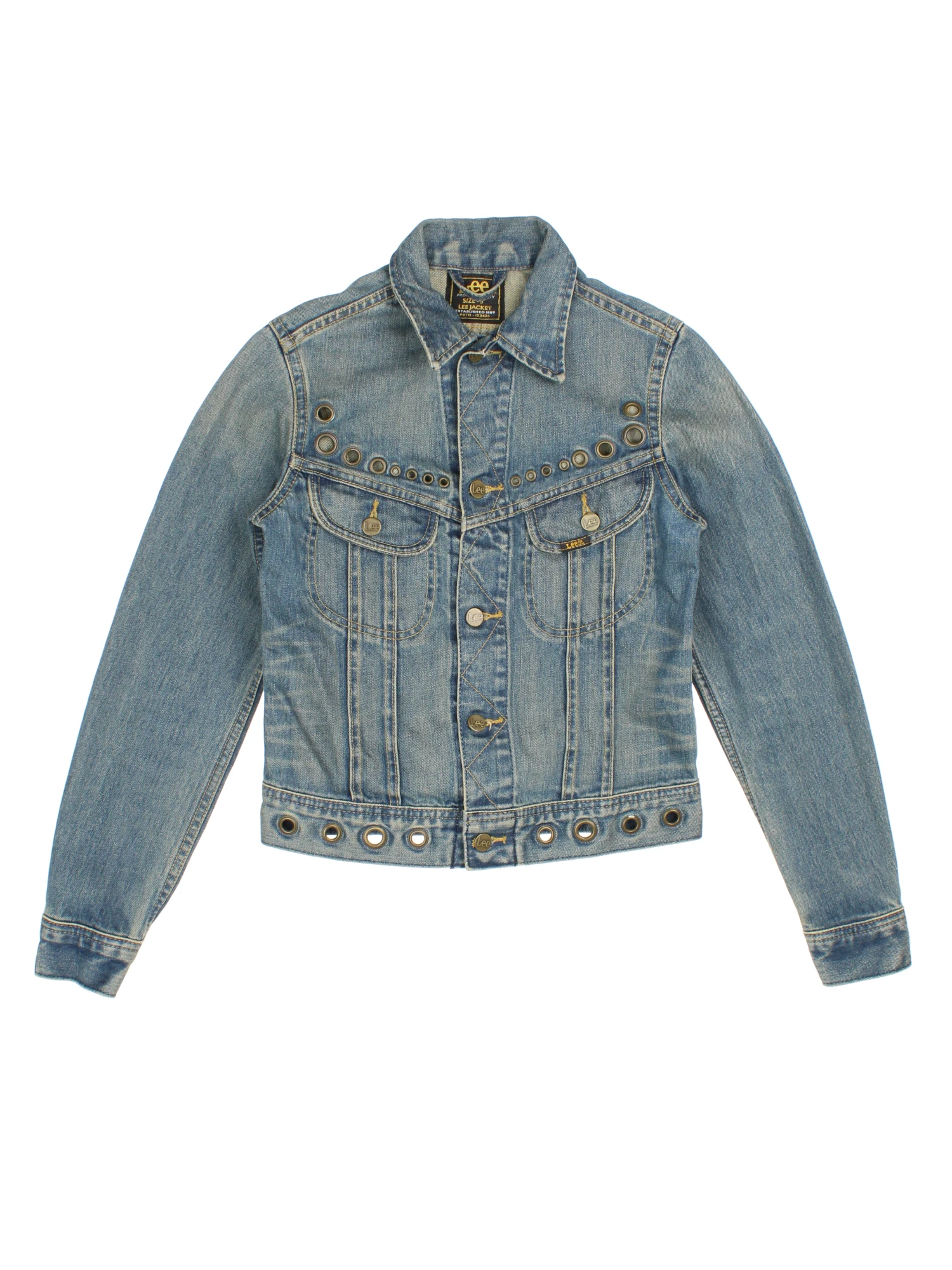 stefan cooke × lee studs denim jacket Vintage Lee Studded Denim Jacket (Size XXS) – VintageFolk