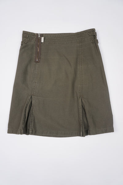 O'neill khaki green cotton mini skirt with buckle details on the side
