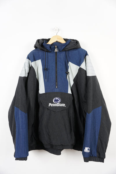 Starter Pennsylvania State Nittany Lions college football Pro-Sport 1/2 zip hooded jacket. Embroidered team name and logos on front and back good condition Size in Label: XL 