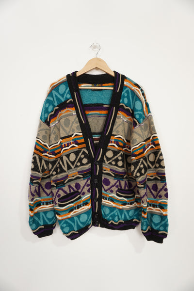 Vintage Coogi Australia multicoloured 3D cotton knit button up cardigan