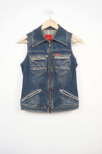 Y2K Guess zip through denim vest with multiple pockets