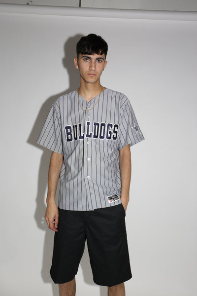 Vintage Don Alleson Athletic, no. 17 Bulldogs MLB jersey with embroidered lettering and pinstripe 