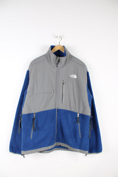 The North Face blue and grey Denali fleece polartec jacket.