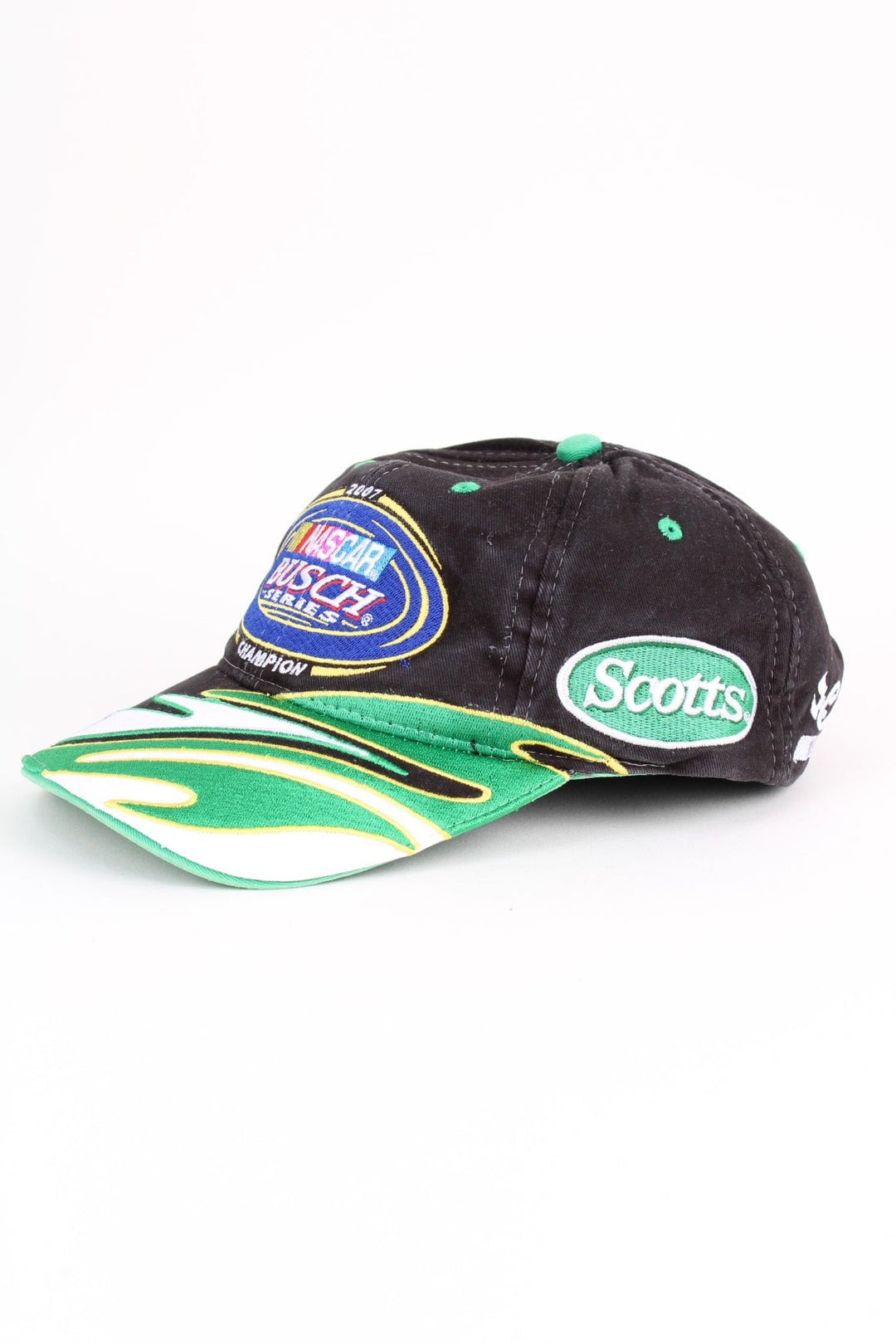 2007 Nascar Carl Edwards Scotts Cap in a black colourway with adjustable backstrap and embroidered branding.