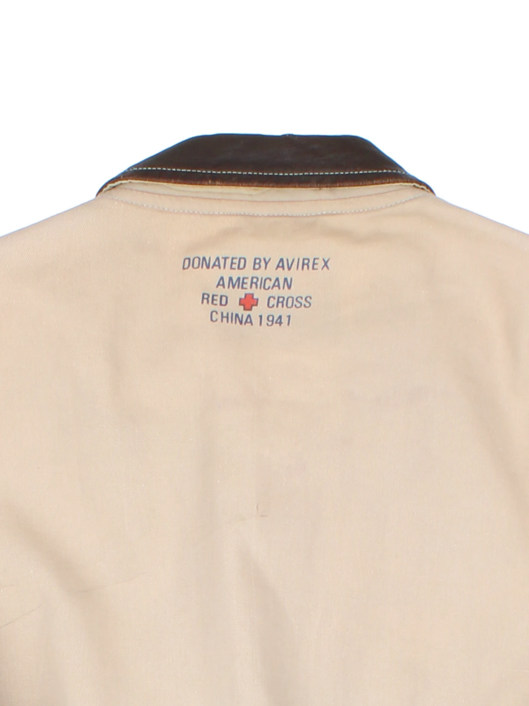 Vintage Avirex type G-1 tan cotton flight jacket with all over printed details and embroidered badge on the pocket