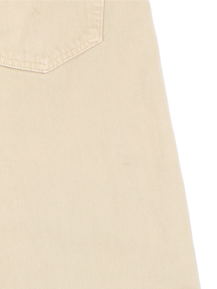 Levi Strauss 501 Jeans in tan colourway with multiple pockets and the logo embroidered on the back.