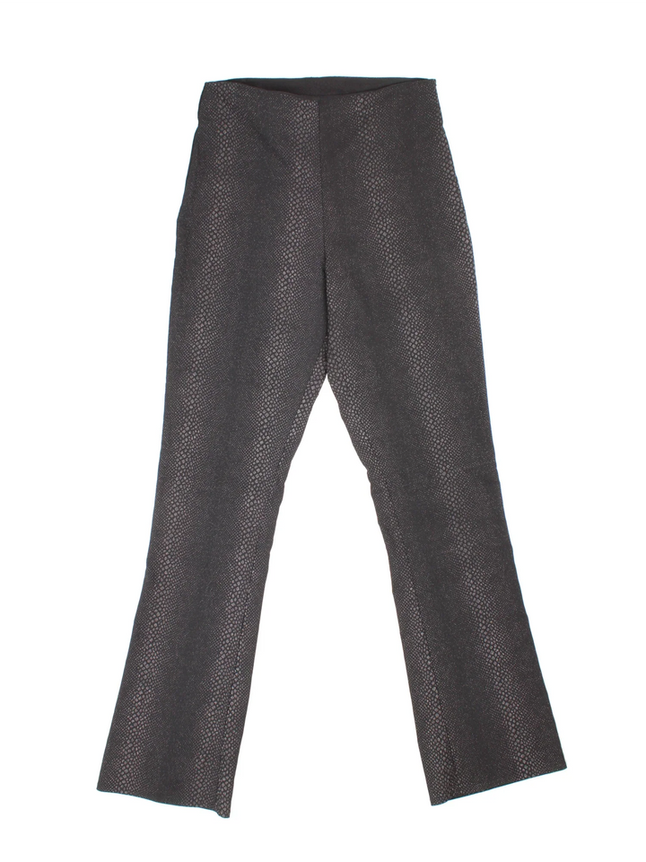 Y2K Snake Print Glitter Pants in black colourway with glittery snake skin patterning and a slight flare to the leg.