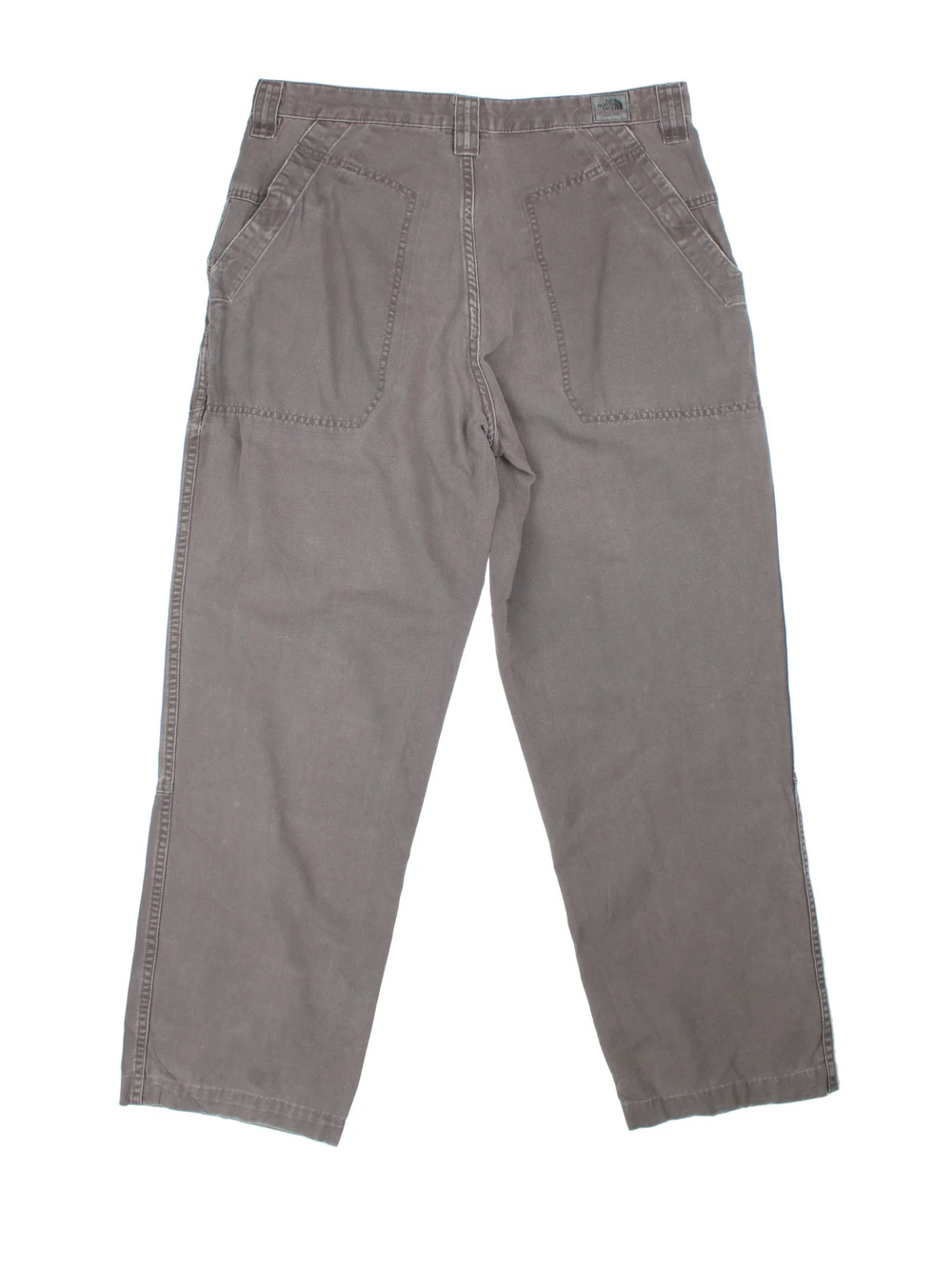 The North Face Double Knee Work Trousers in grey colourway with multiple pockets and the logo embroidered on the front.
