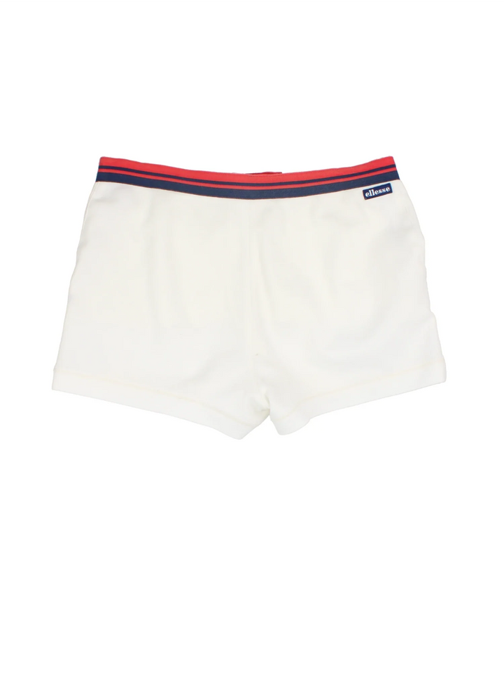 Ellesse Tennis Shorts in white colourway with side pockets, contrast waistband and the logo embroidered on the front.