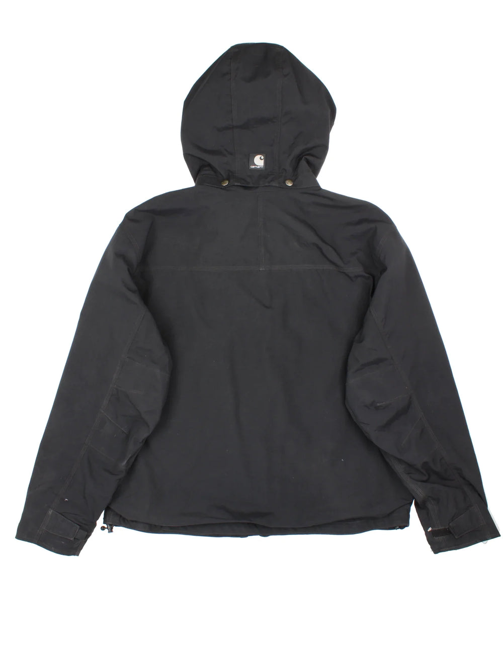 Carhartt Shoreline Jacket in a black colourway. Zips up and has multiple pockets, hooded, with branding embroidered on the front/hood.