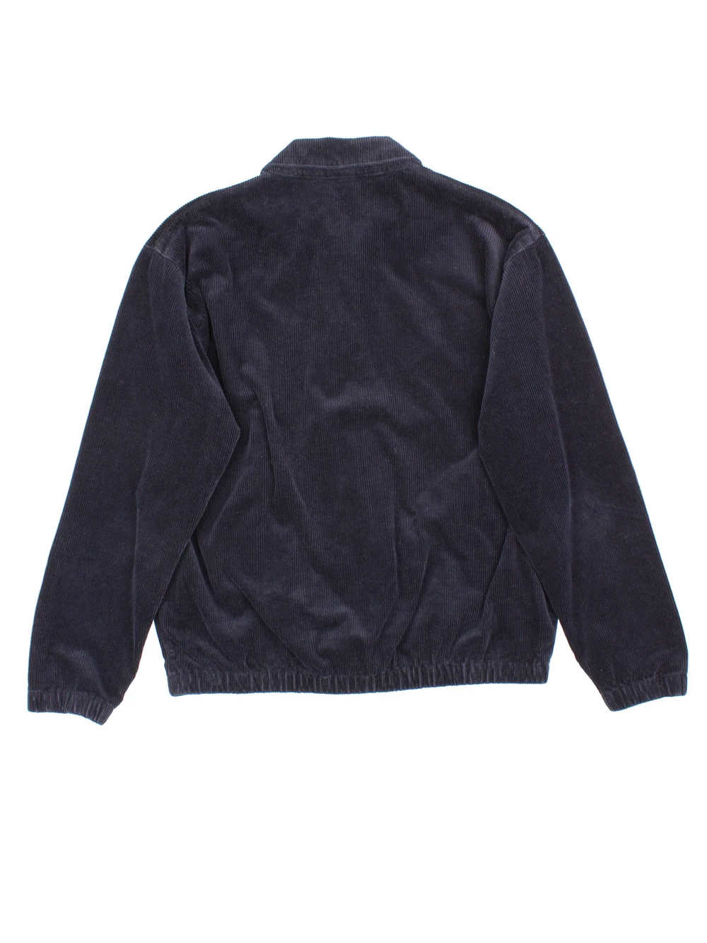 Carhartt Corduroy Jacket in a blue colourway. Zips up and has side pockets, and the logo embroidered on the front.