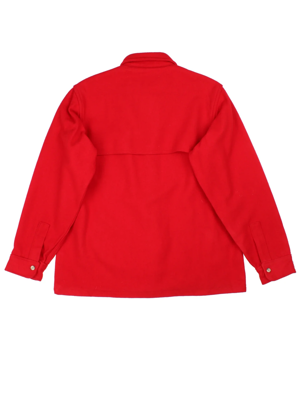 Vintage Eddie Bauer Woollen CPO Over Coat in a red colourway. Buttons up and has multiple pockets.