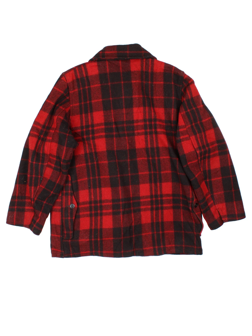 Vintage 1950's Chippewa Wool Buffalo Plaid Coat in a red and black colourway. Buttons up and has multiple pockets, and all over plaid pattern.