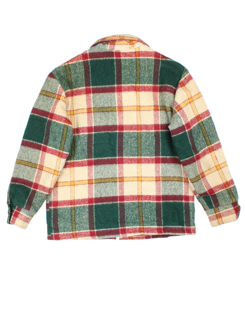 Vintage McGregor Woollen Plaid CPO Coat in a green, beige and red colourway. Zips up and has multiple pockets, fleece lining, and all over plaid pattern.