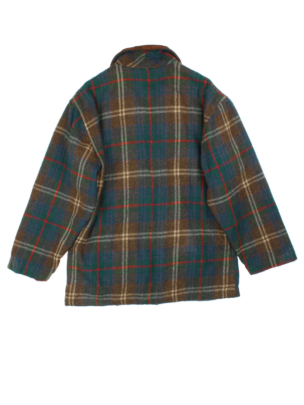 Vintage Adirondack Woollen Plaid Coat in a green colourway. Zips up and has multiple pockets, and all over plaid pattern.