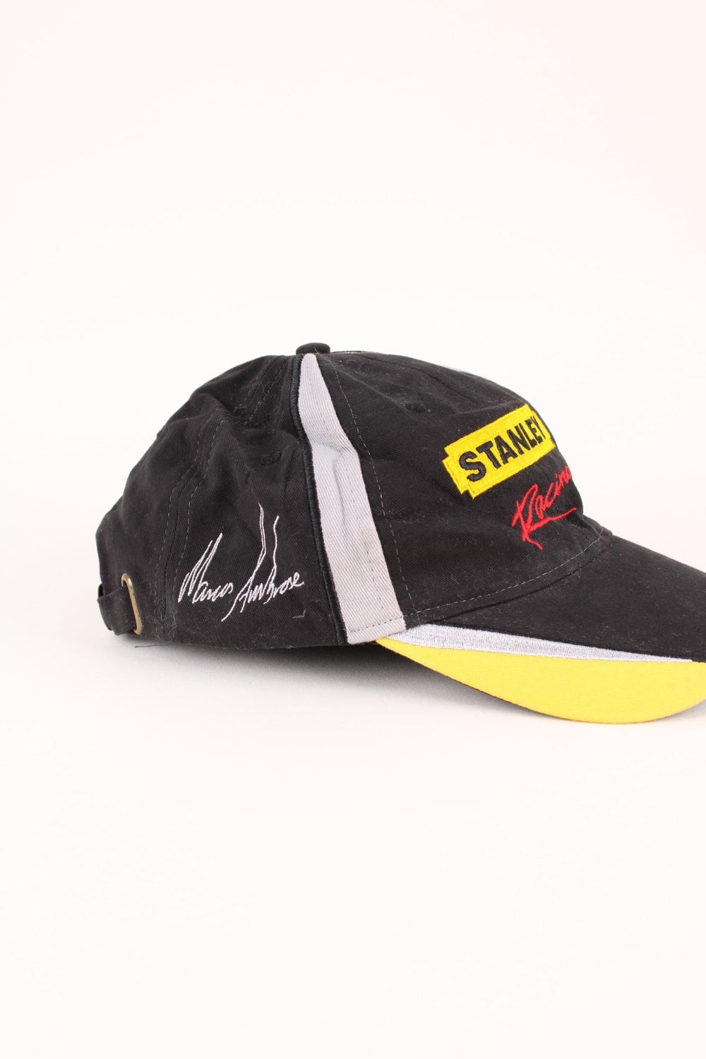 Stanley Nascar Racing Cap in a black colourway with the logo embroidered on the front/sides, and has adjustable strap at the back.