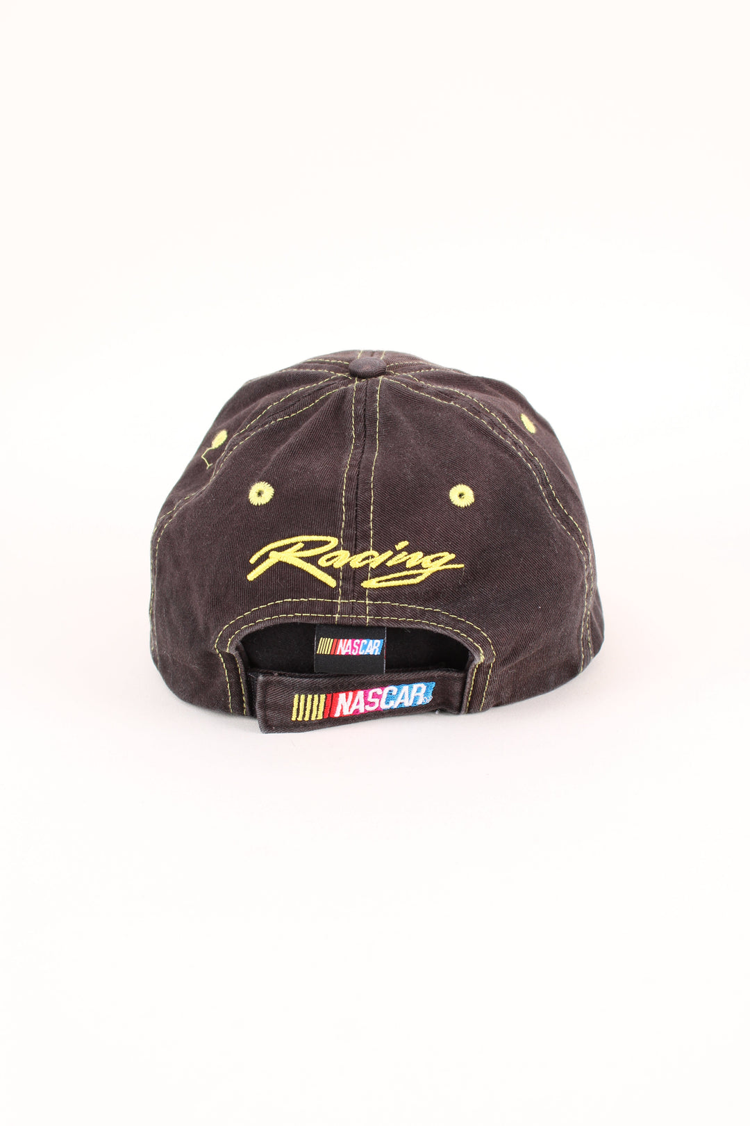 Nascar Racing Cap in a black colourway with the logo embroidered on the front/back, and has adjustable velcro strap at the back.