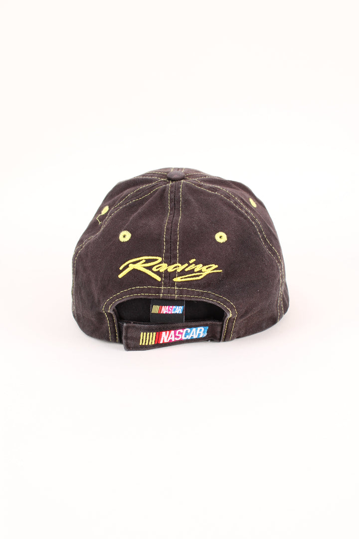 Nascar Racing Cap in a black colourway with the logo embroidered on the front/back, and has adjustable velcro strap at the back.