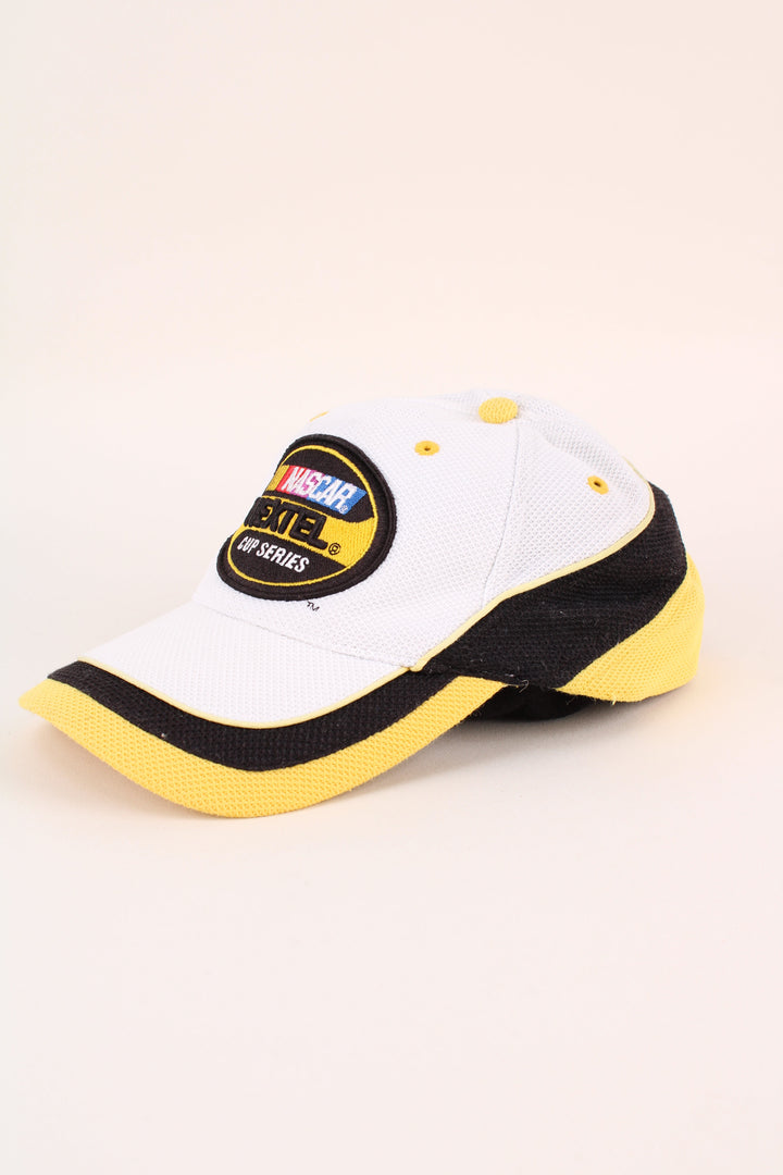 Nascar Racing Cap in a white colourway with the logo embroidered on the front, and has adjustable velcro strap at the back.