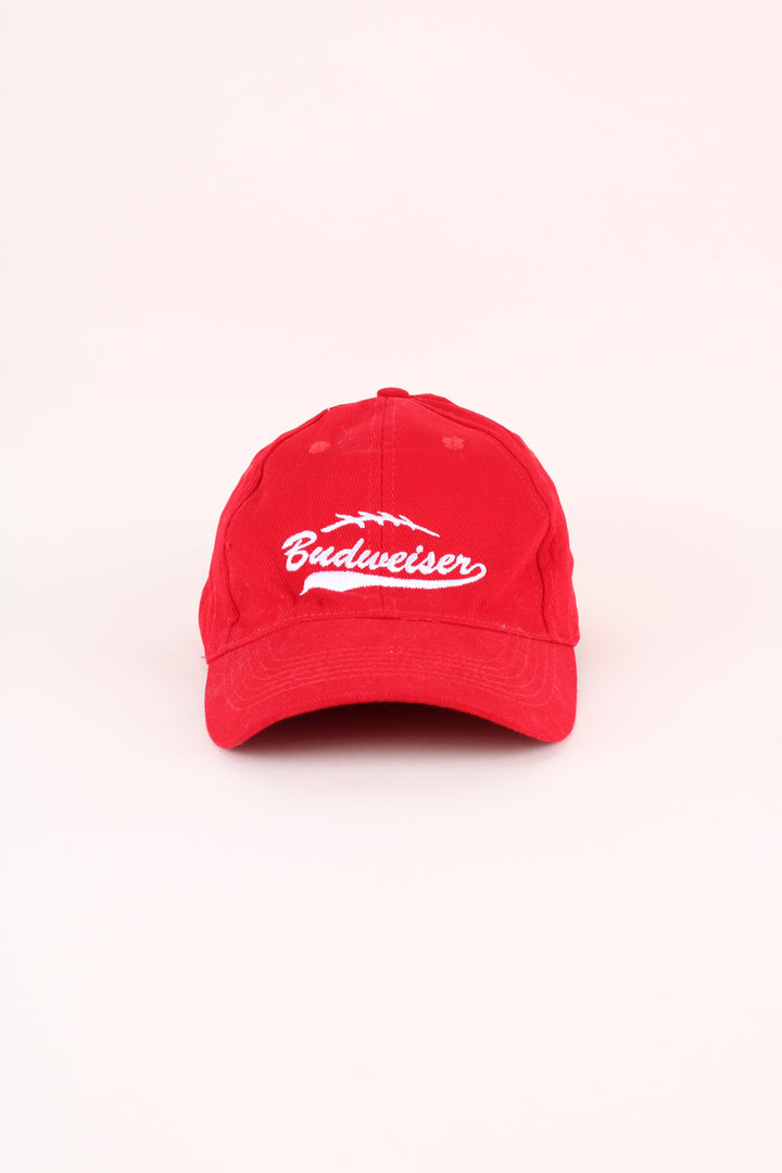 Budweiser NFL Cap in a red colourway with the logo embroidered on the front/back, and has a spandex stretch lining.