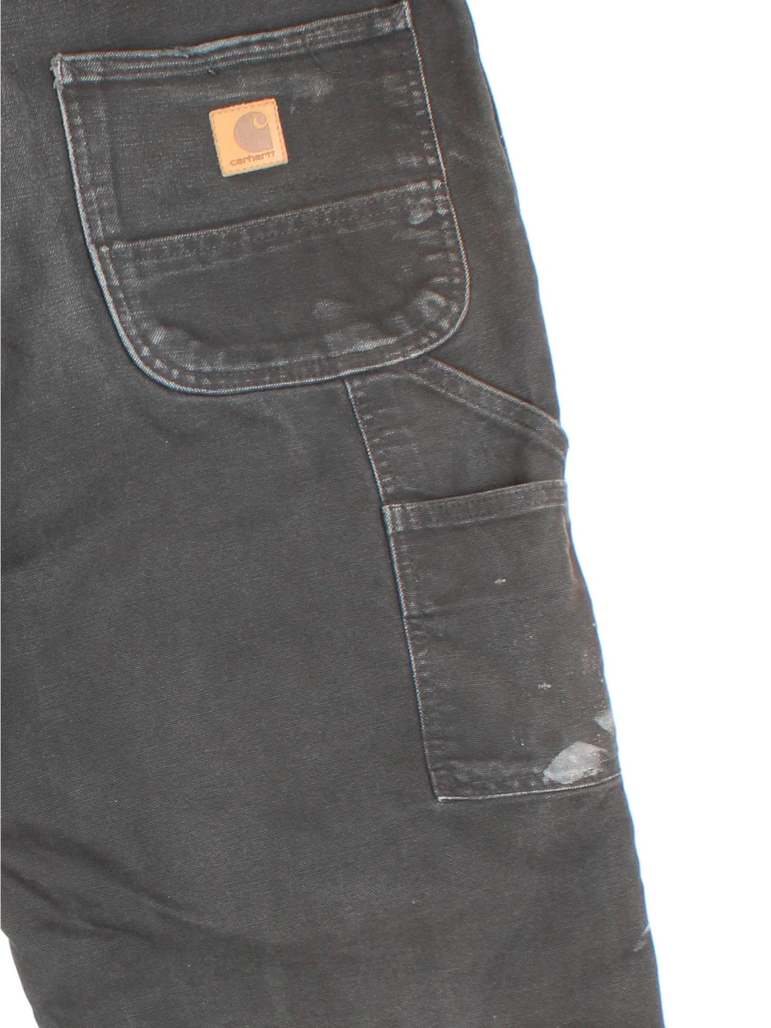 Carhartt Carpenter Jeans in a black colourway with multiple pockets and the logo embroidered on the back.