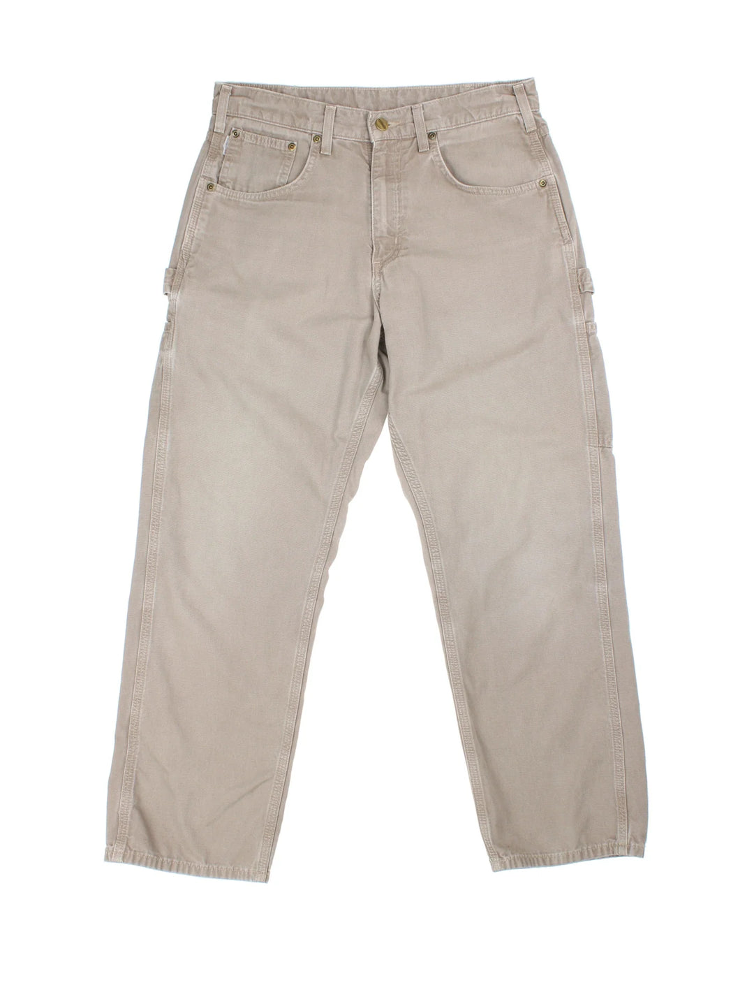 Carhartt Carpenter Jeans in a brown colourway with multiple pockets and the logo embroidered on the back.
