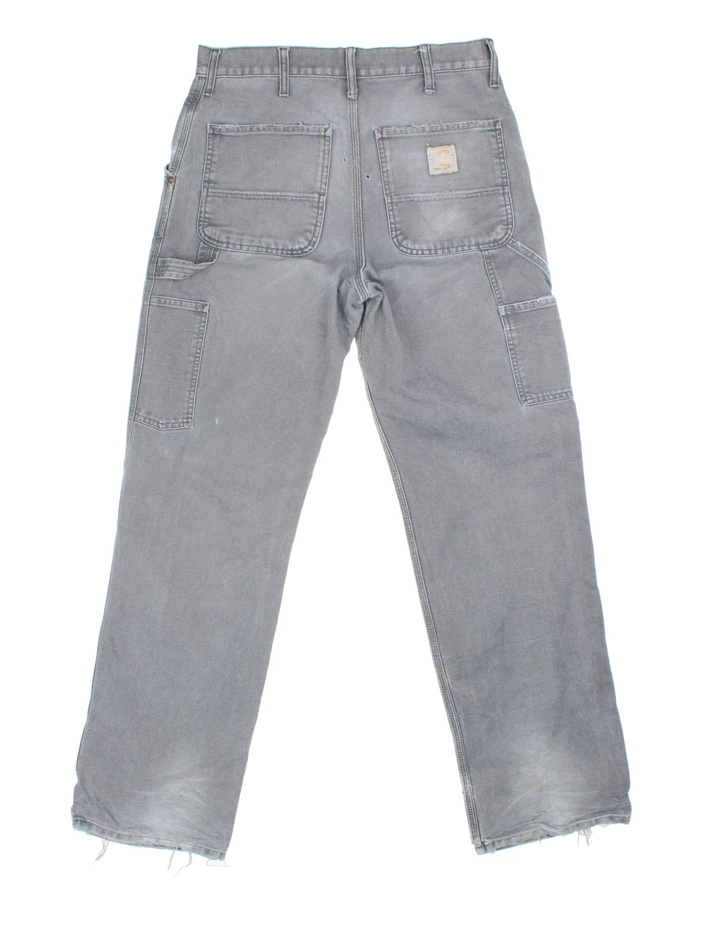 Carhartt Carpenter Jeans in a grey colourway with multiple pockets and the logo embroidered on the back.