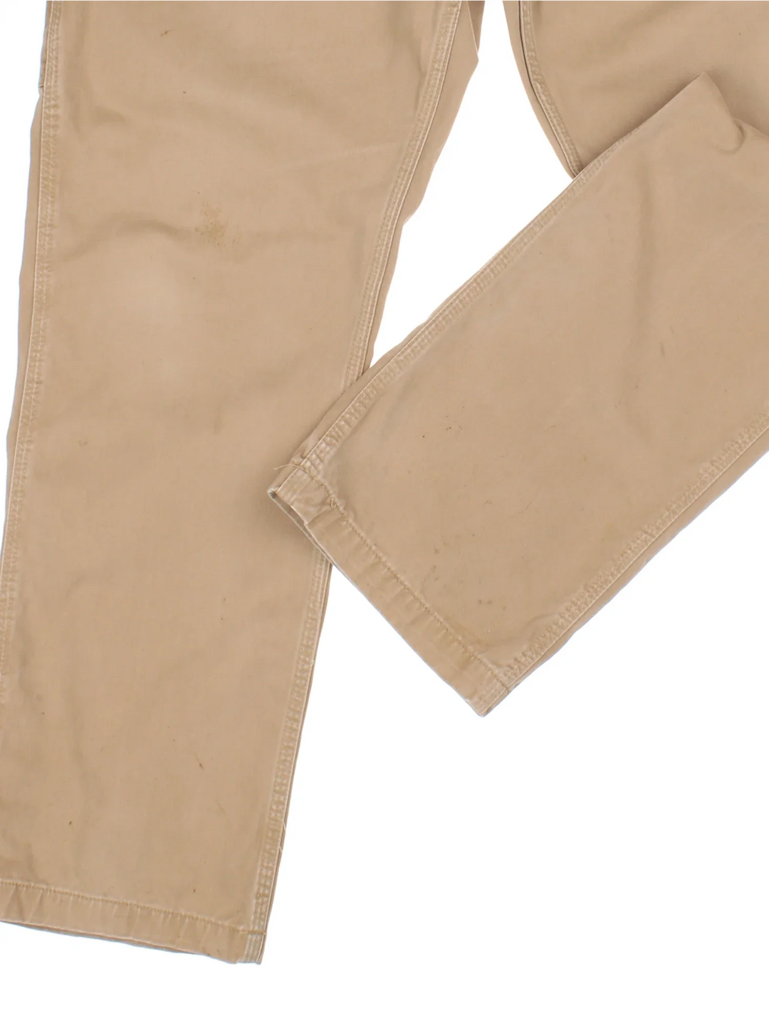 Carhartt Carpenter Jeans in a tan colourway with multiple pockets and the logo embroidered on the back.