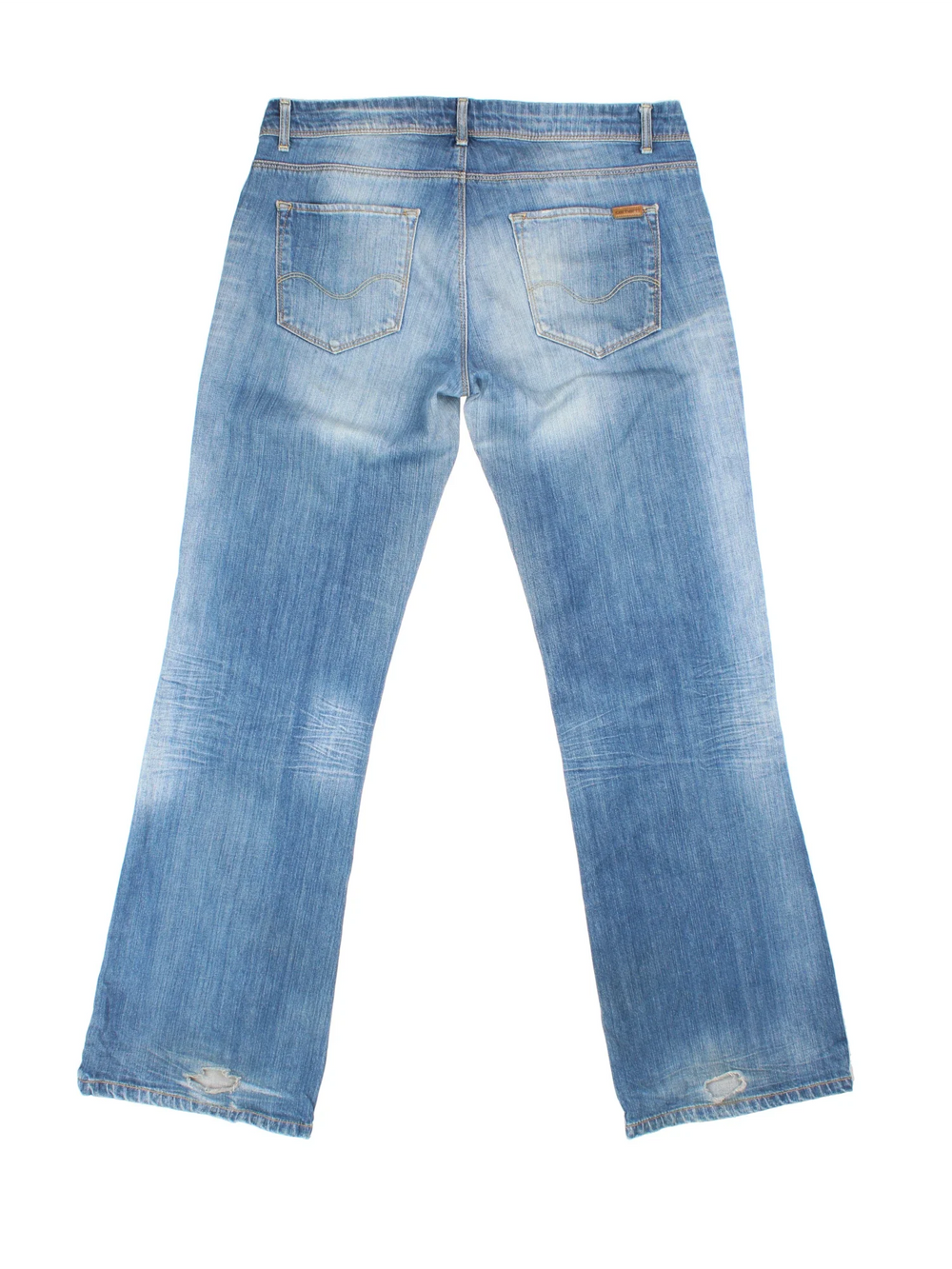 Carhartt Jeans in a blue colourway with multiple pockets and the logo embroidered on the back.
