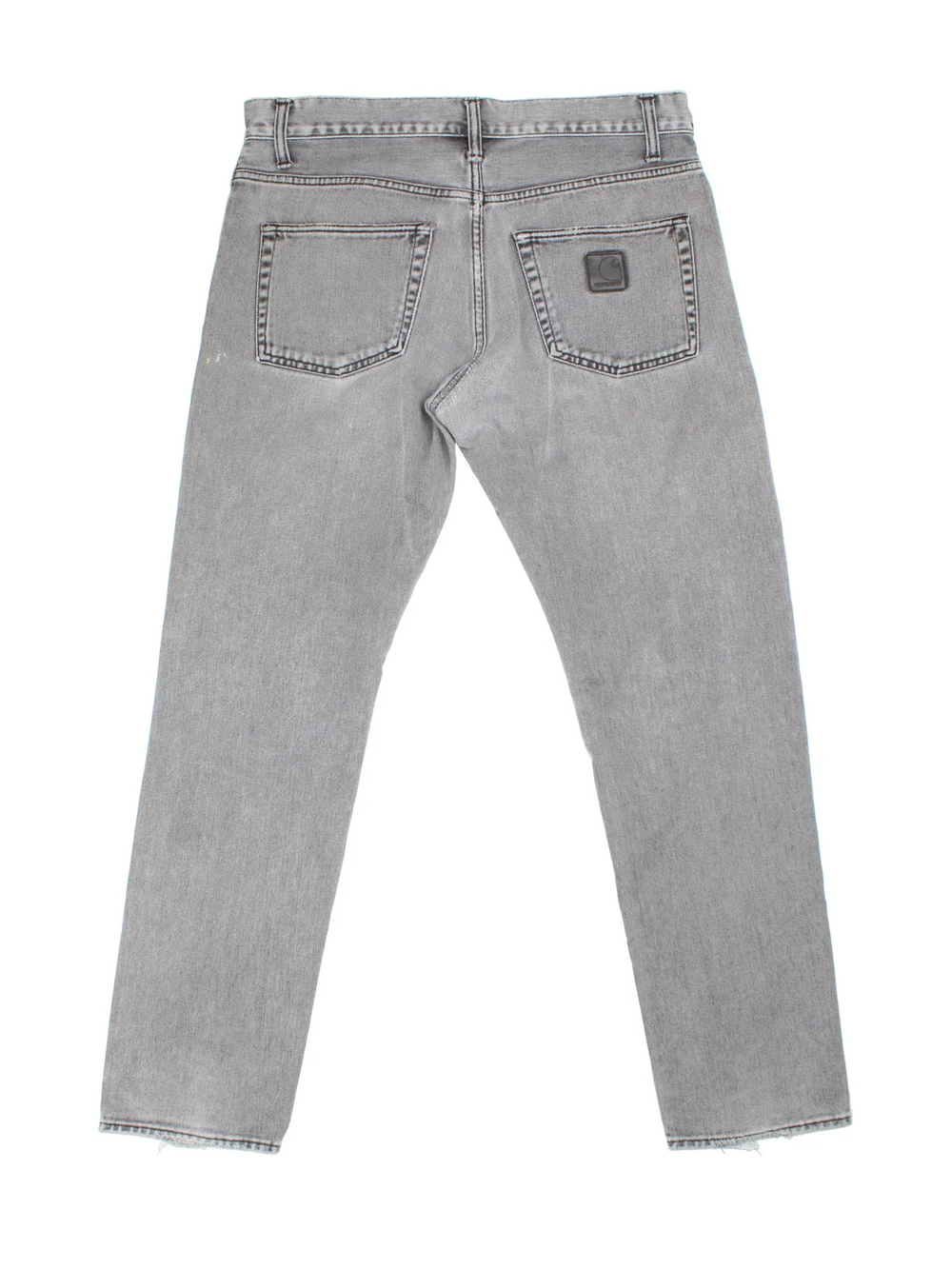 Carhartt Jeans in a grey colourway with multiple pockets and the logo embroidered on the back.