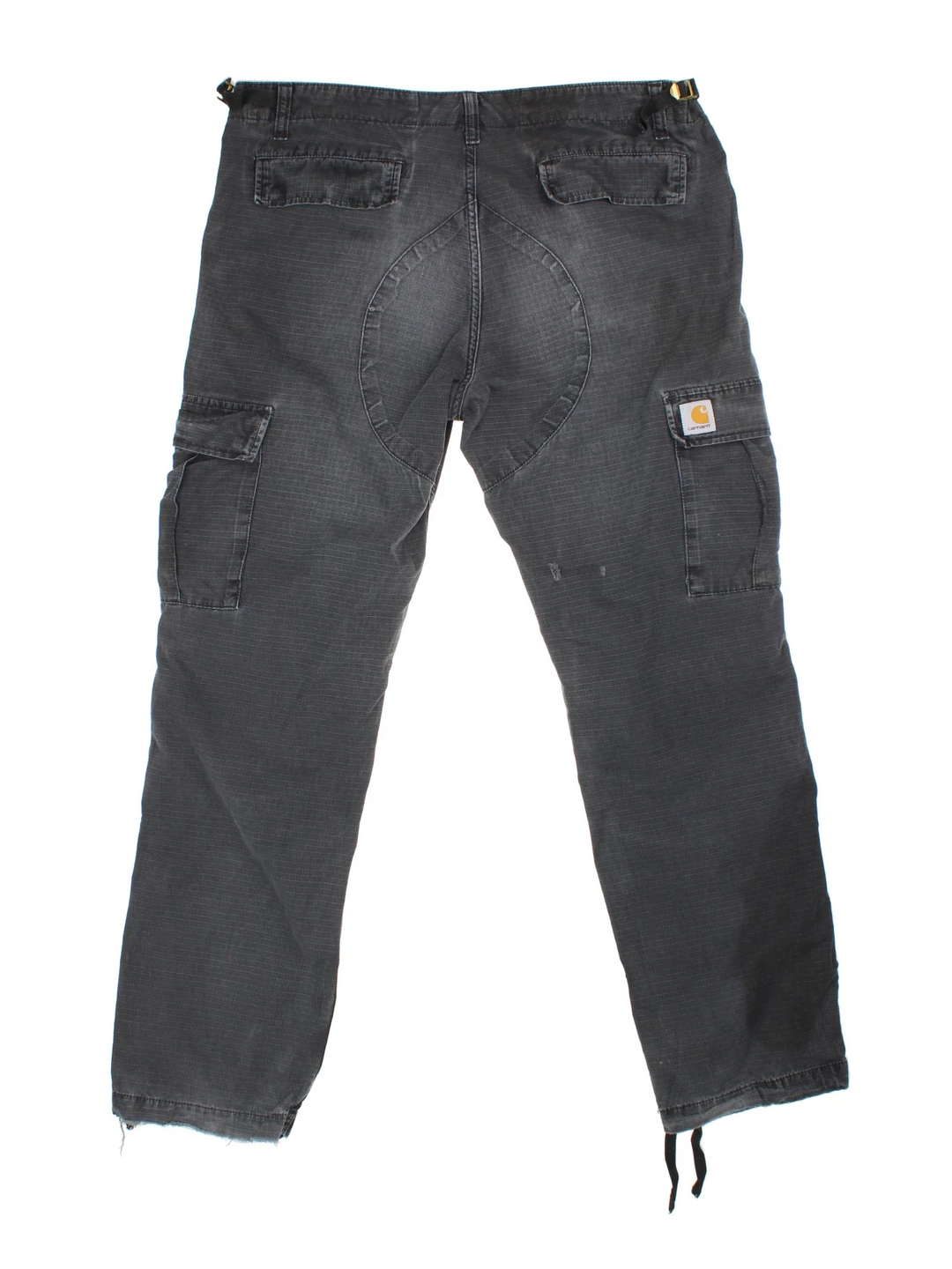 Carhartt Cargo Trousers in a black colourway with multiple pockets and the logo embroidered on the back.