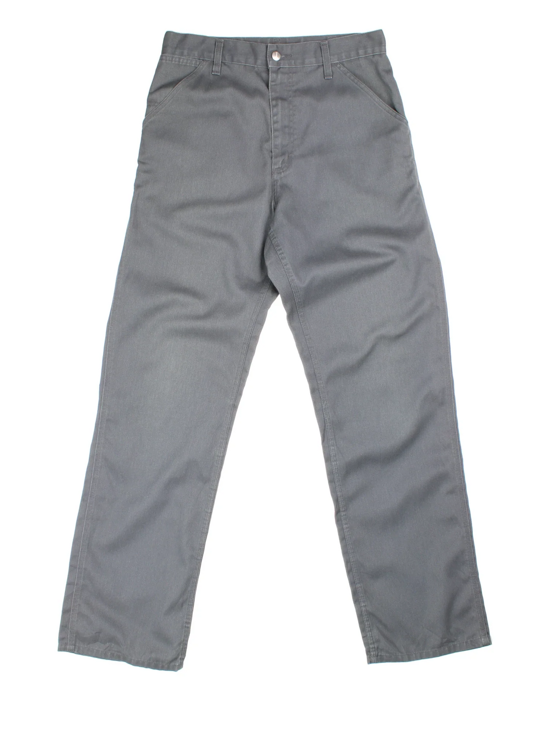 Carhartt Trousers in a grey colourway with multiple pockets and the logo embroidered on the back.