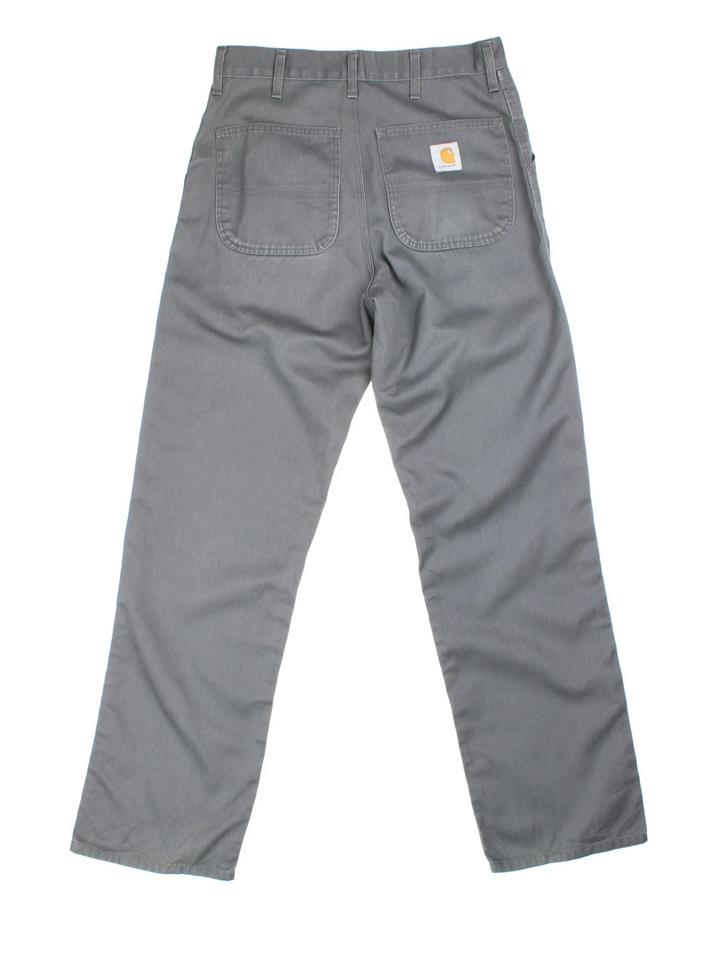 Carhartt Trousers in a grey colourway with multiple pockets and the logo embroidered on the back.