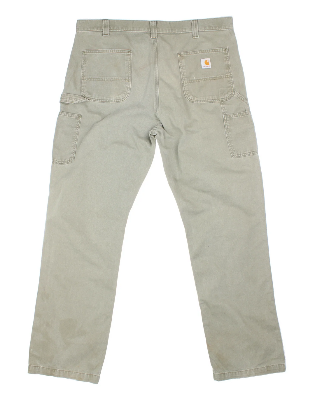 Carhartt Trousers in a green colourway with multiple pockets and the logo embroidered on the back.