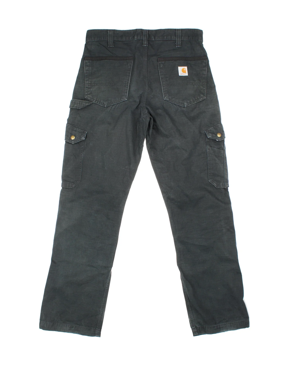 Carhartt Cargo Trousers in a black colourway with multiple pockets and the logo embroidered on the back.